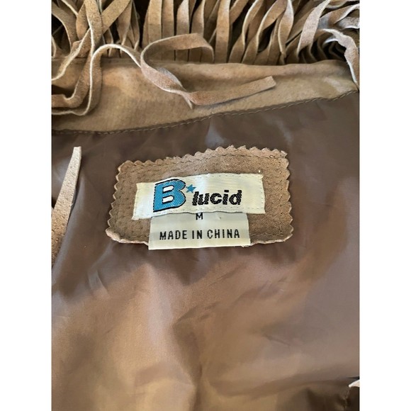 Vintage 90s Y2K SUEDE Fringe Boho Coat Jacket Maxi Cardigan Sz Medium Pig Split - Picture 10 of 10